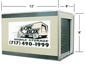 Lok Box 8′ × 12′ portable storage container illustration with dimension markers